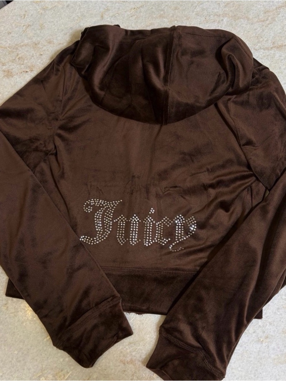 Juicy Couture Bling Brown Sugar Velour Rhinestone Tracksuit Jacket Size Small